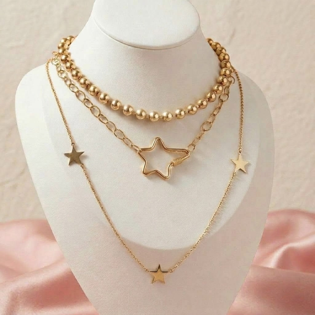 Golden Orbit Bead Necklace