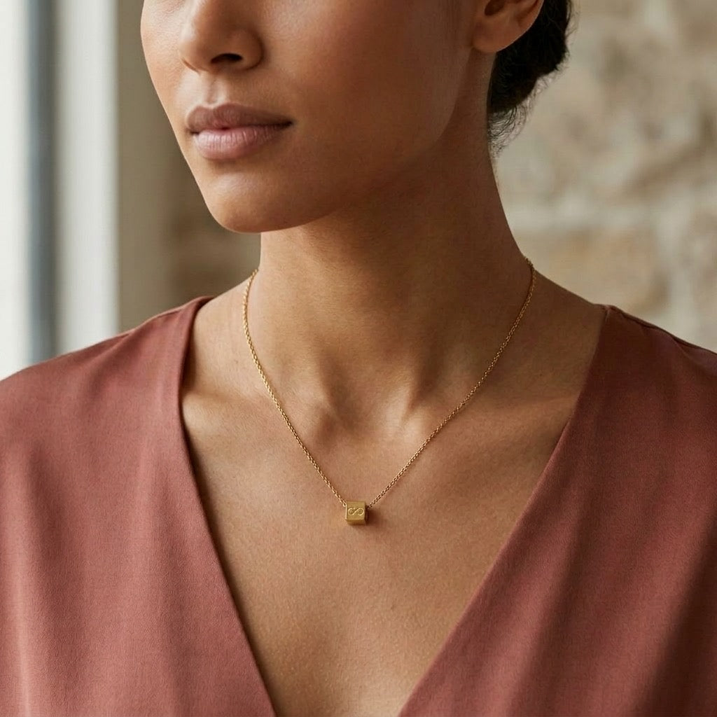 Infinity Cube Charm Necklace