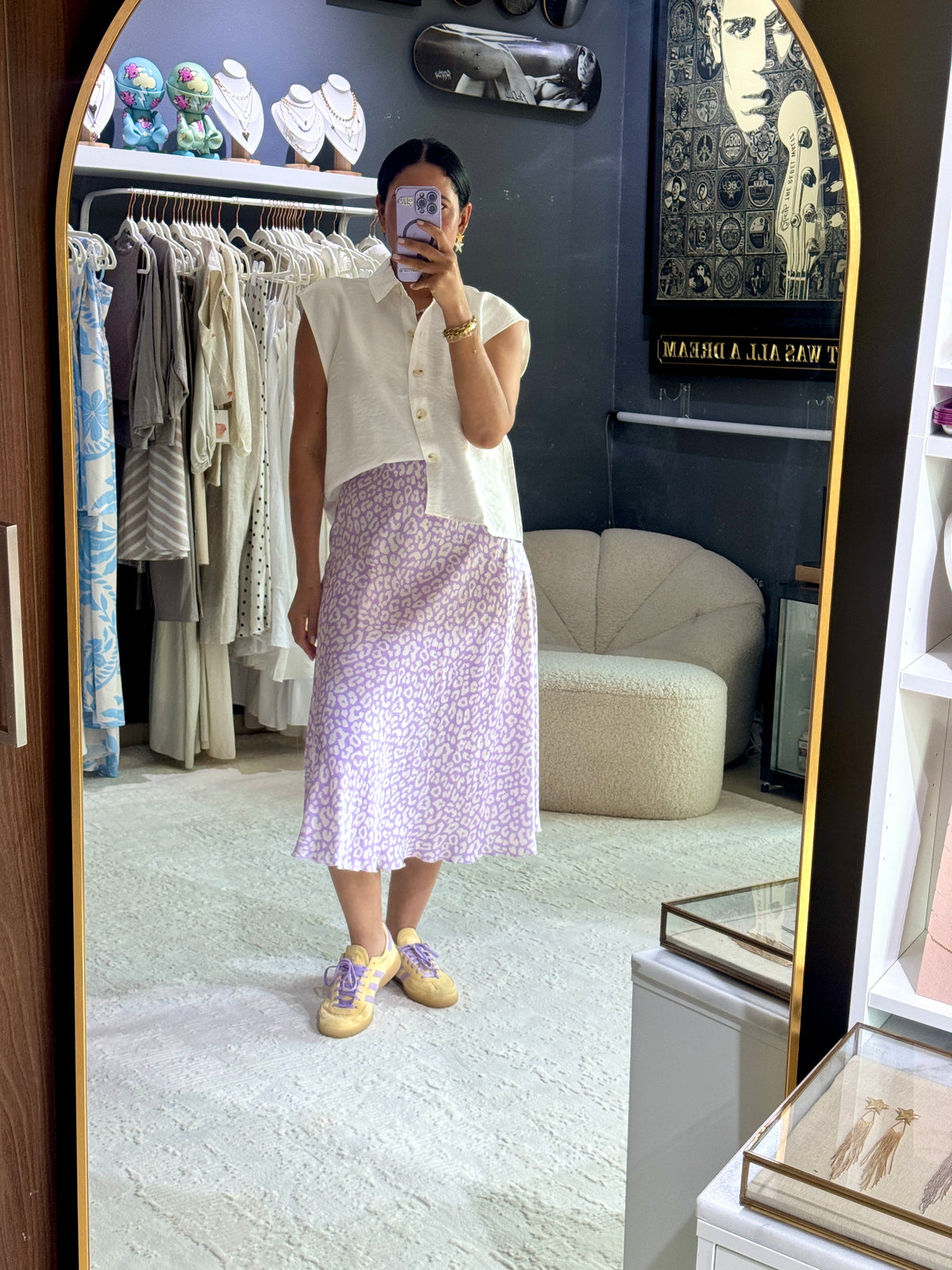 Lavender Leopard Midi Skirt