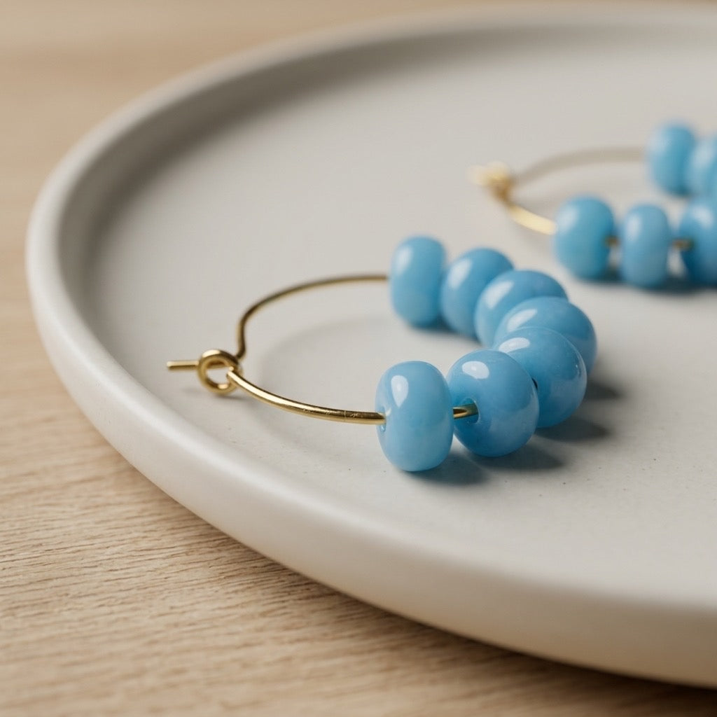 Sky-Blue Hoop Earrings