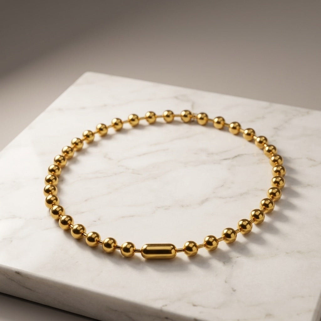 Golden Orbit Bead Necklace
