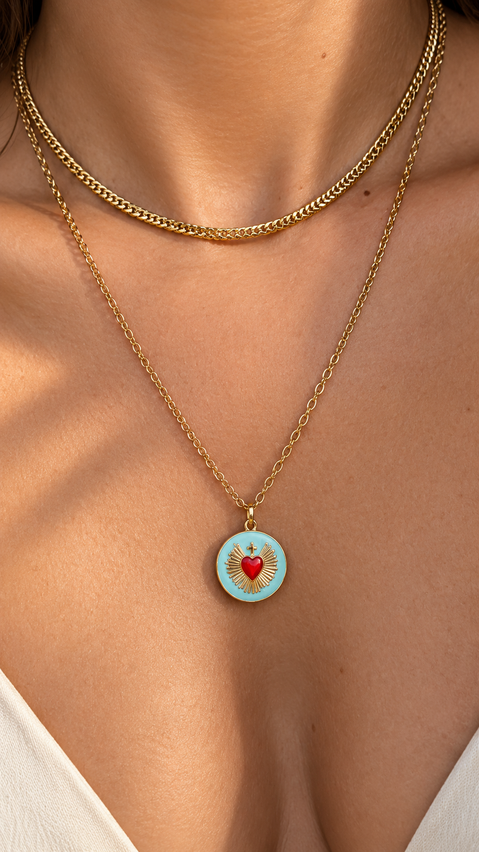Sacred Heart Double Necklace