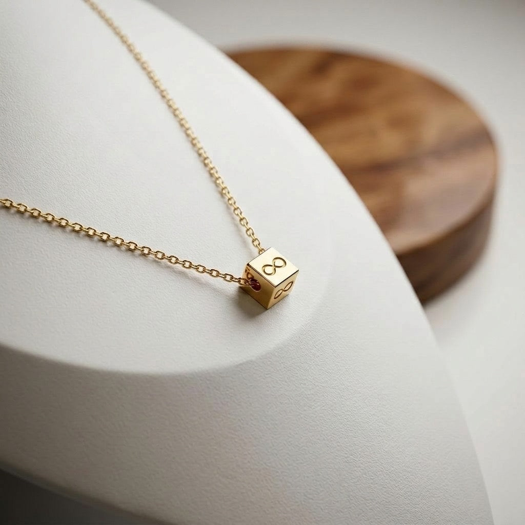 Infinity Cube Charm Necklace
