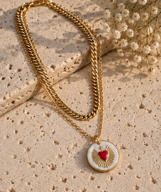 Sacred Heart Double Necklace