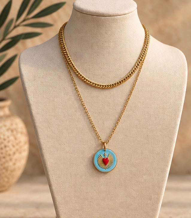 Sacred Heart Double Necklace