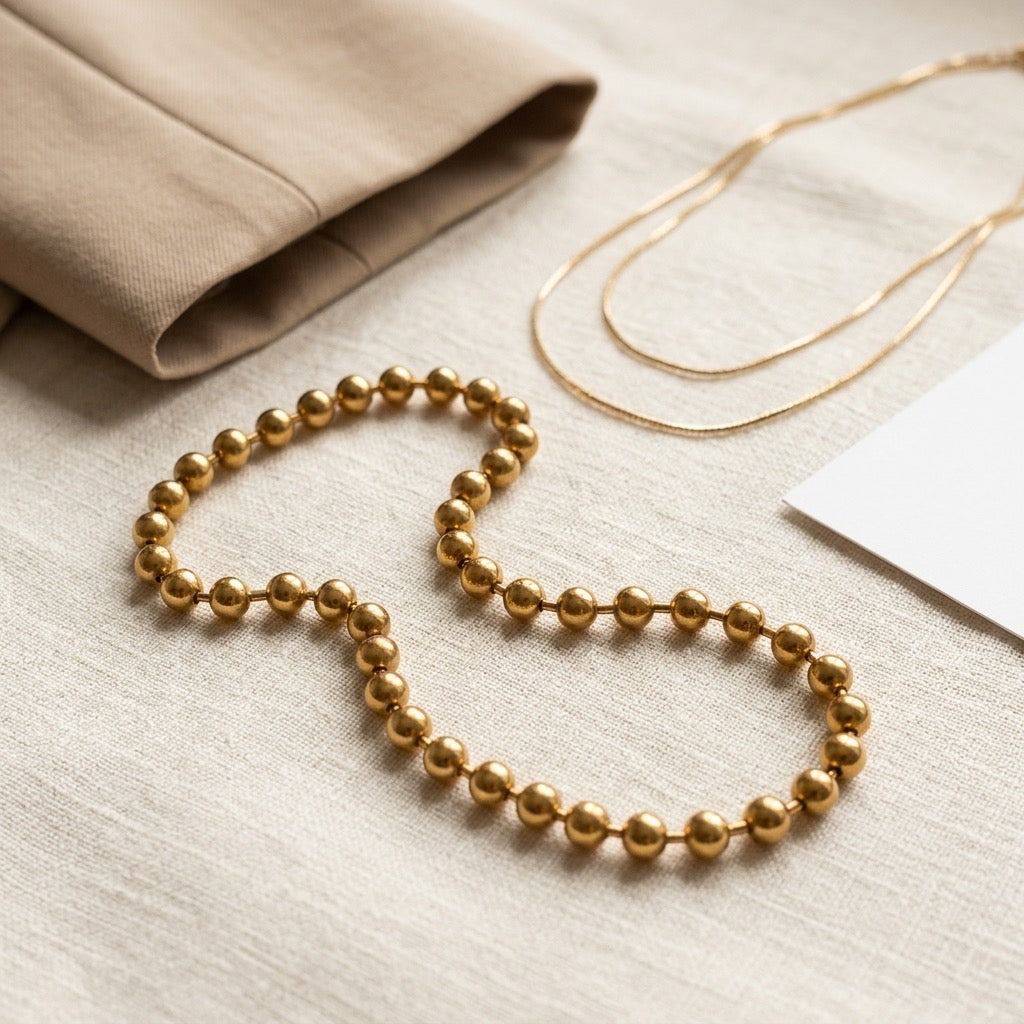 Golden Orbit Bead Necklace