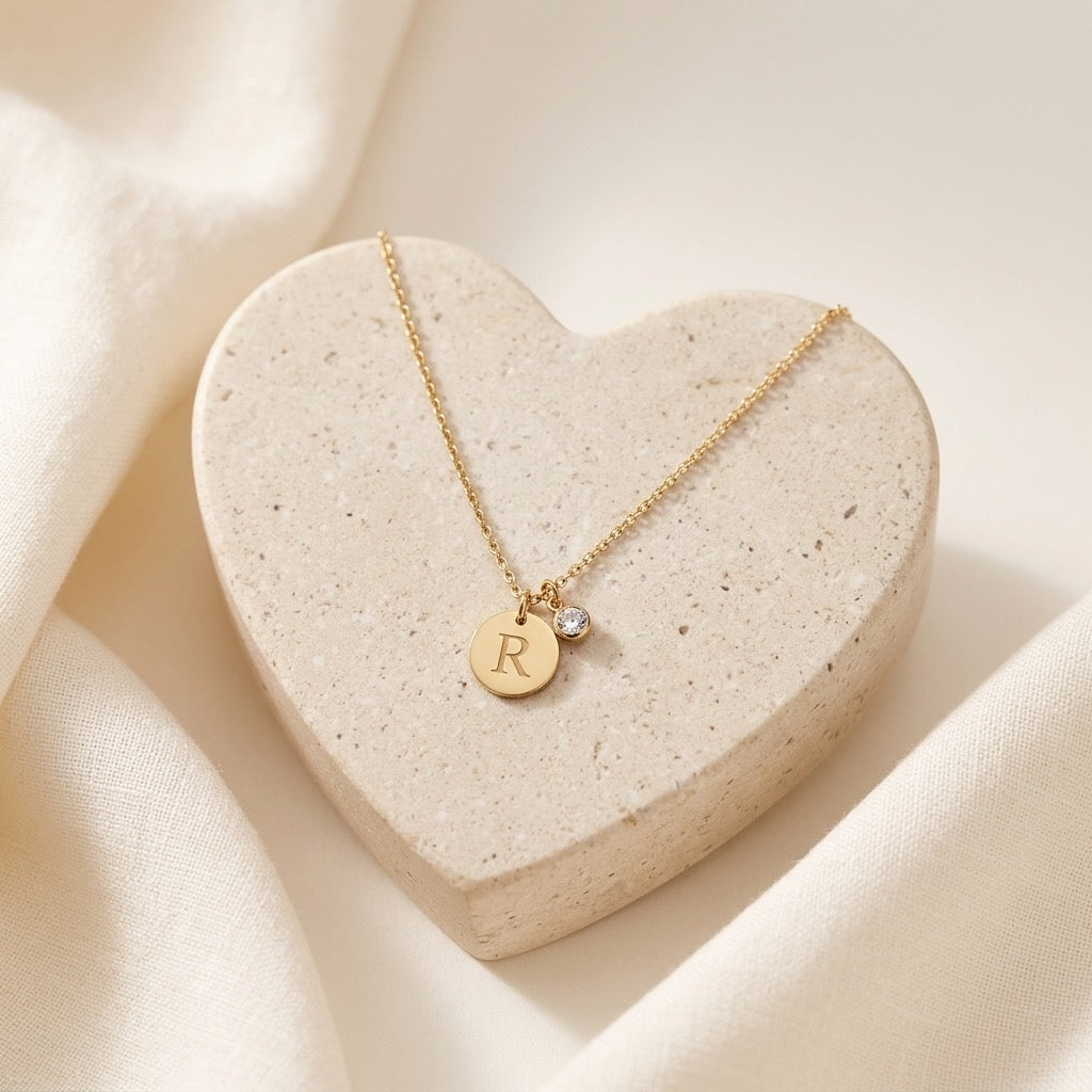 Initial & Birthstone Necklace