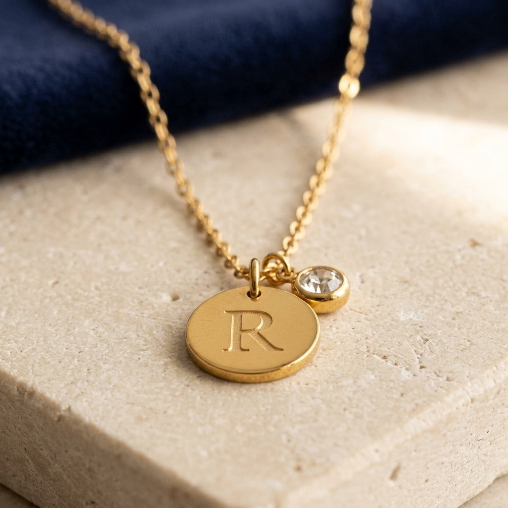 Initial & Birthstone Necklace
