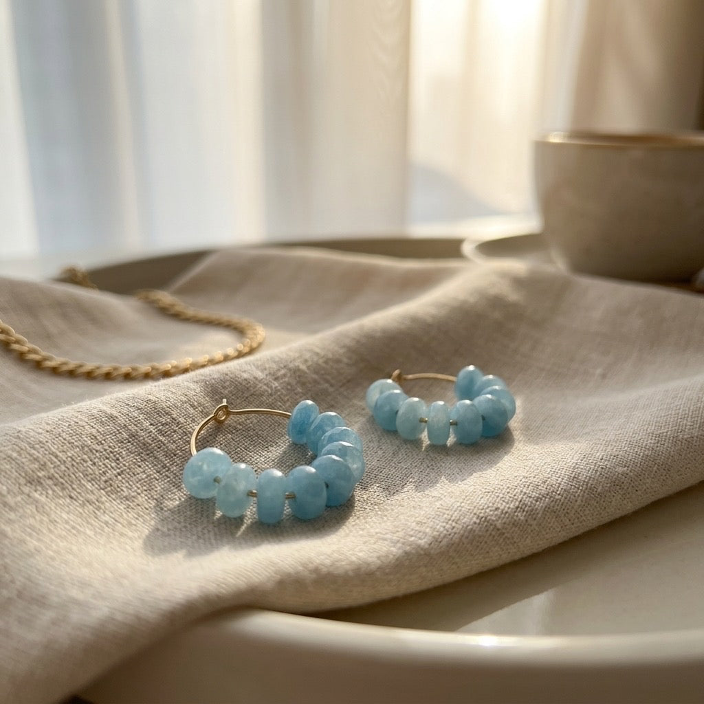 Sky-Blue Hoop Earrings