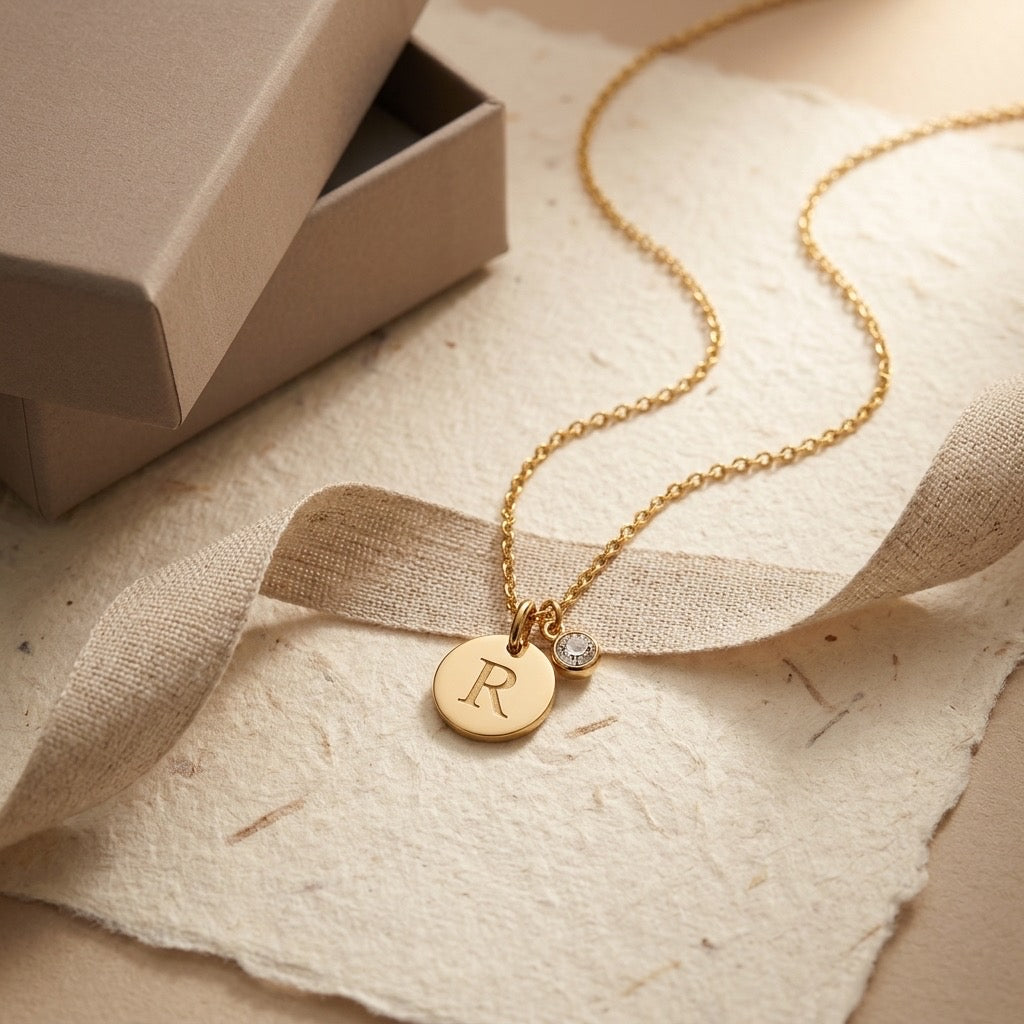 Initial & Birthstone Necklace