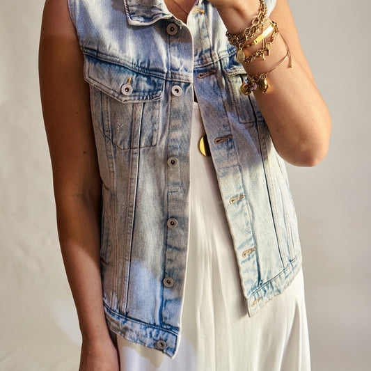 Lilac Art Denim Vest