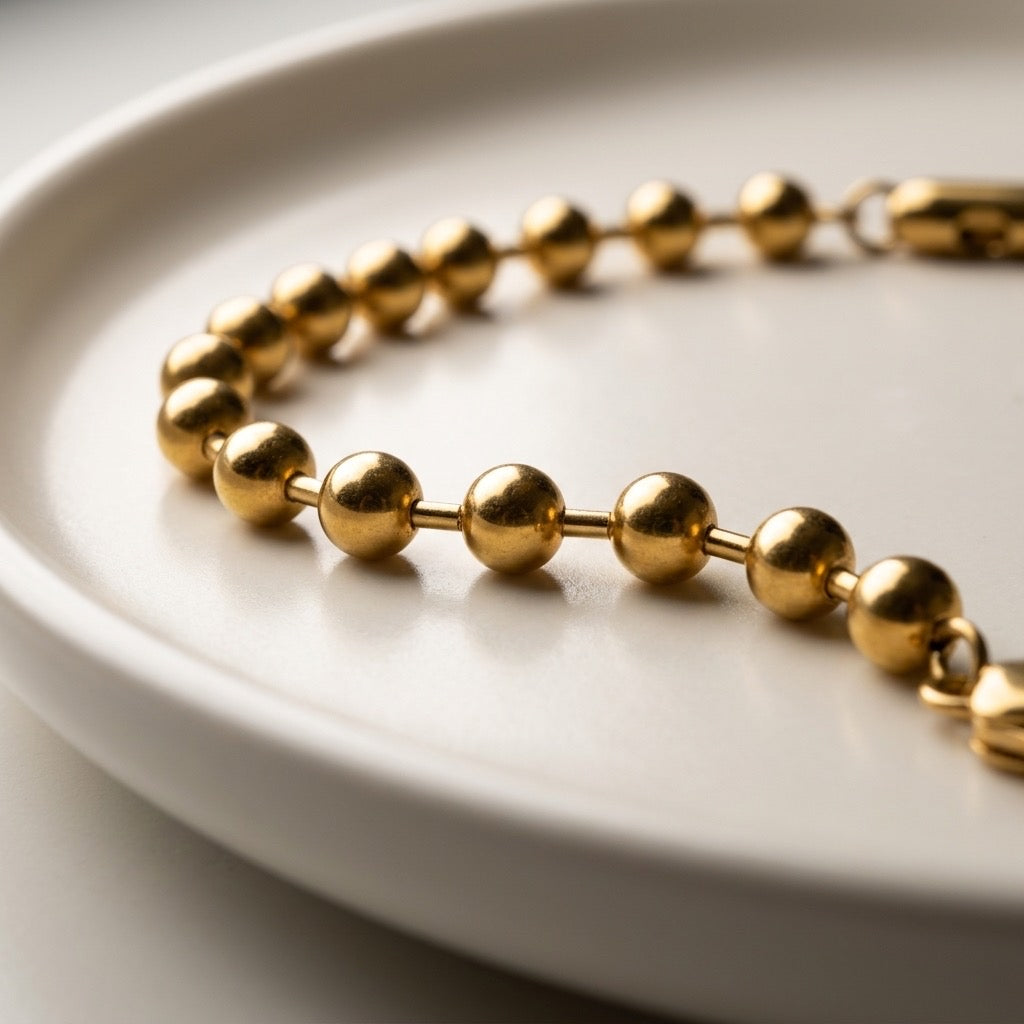 Golden Orbit Bead Necklace