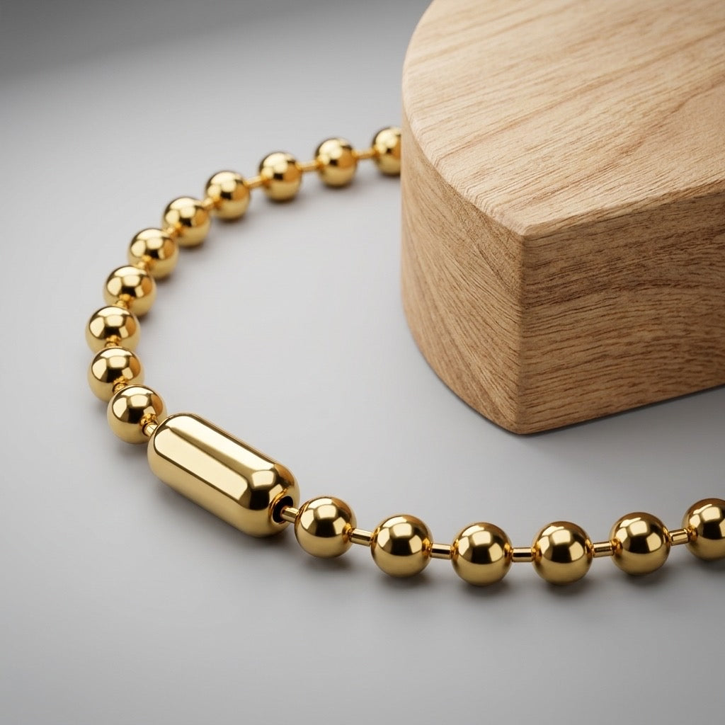 Golden Orbit Bead Necklace