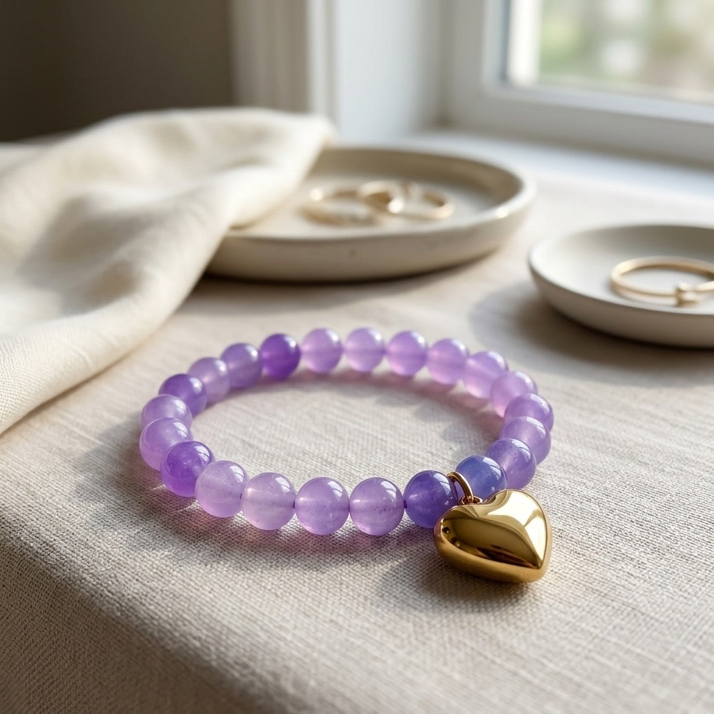 Lavender Heart Bracelet